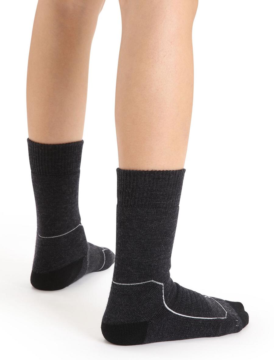 Women's Icebreaker Merino Hike+ Heavy Crew Socks Jet Heather | CA 1497QMAZ